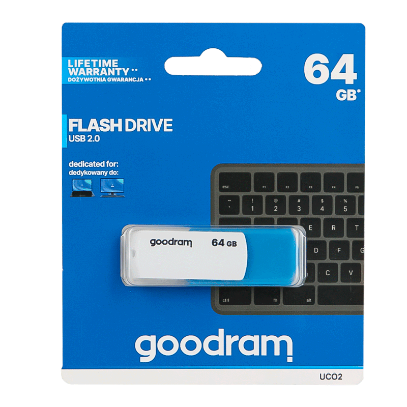 Флешнакопичувач GOODRAM UCO2 64 GB USB 64 GB Colour Mix Blue + White для передавання даних шт