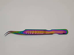 Пінцет для нарощування вій вигнутий з вирізами Multicolor SVS