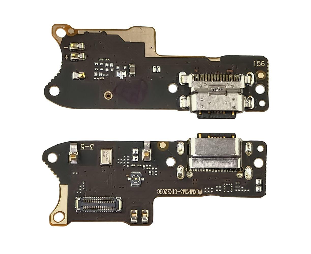 Роз'єм зарядки для Xiaomi Poco M3 на платі з мікрофоном і компонентами, фото 1