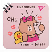 Блокнот YES 110х110 мм 80 л. двойная спираль "Line Friends" Chu