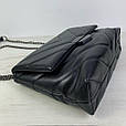 Середня сумка чорна темна застібка клапан у смужку А-1767-S Чорна, фото 4