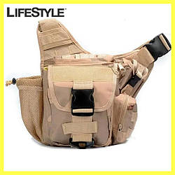 Чоловіча тактична сумка через плече на 8 л, 24х2316 см, Пескова B03 / Воєнна сумка на пояс