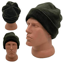 Вітрозахисна тактична шапка, Олива / Зимова флісова шапка для ЗСУ / В'язана шапка для військових