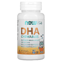 Жирные кислоты NOW Kids DHA 100 mg, 60 капсул с фруктовым вкусом