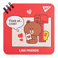 Блокнот YES 110х110 мм 80 арк. подвійна cпіраль "Line Friends" Think of Cony