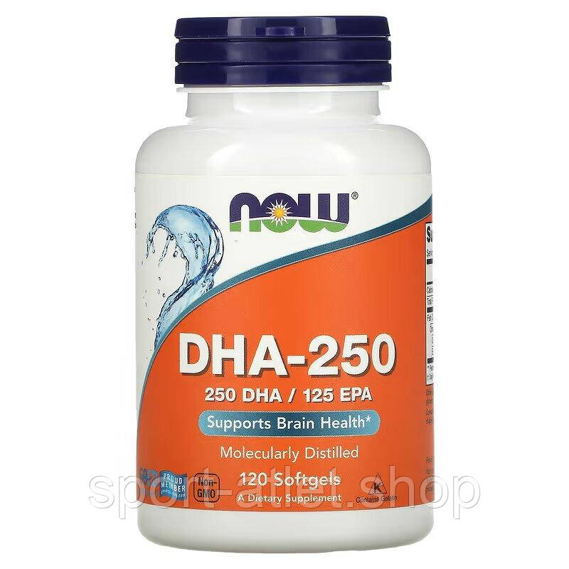 Жирні кислоти NOW DHA 250, 120 капсул