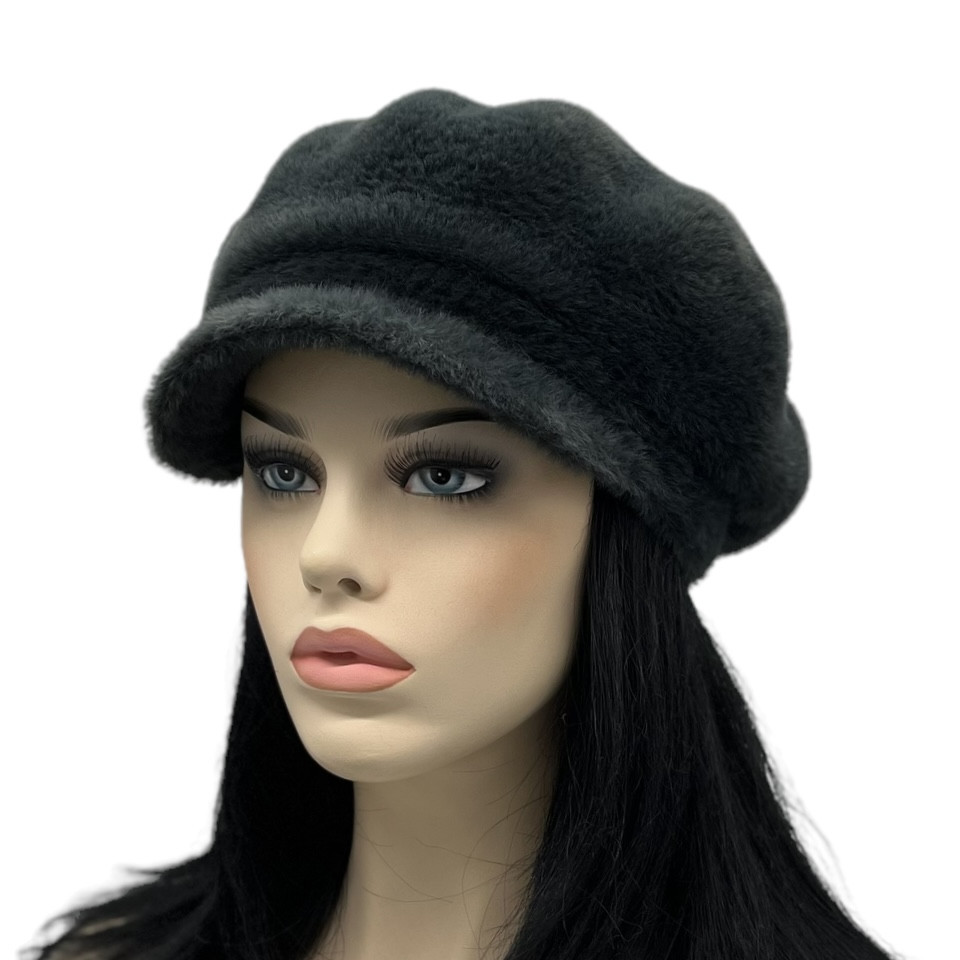 Жіноча кепка "Берет з козирком" темно-зелена