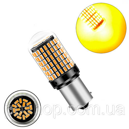 LED 1156 BA15S P21W лампа в автомобіль, 144 SMD 3014, жовтий