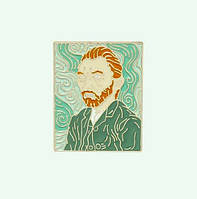 Значок "Портрет Ван Гога бірюзовий" металевий з емаллю, 33*27 мм