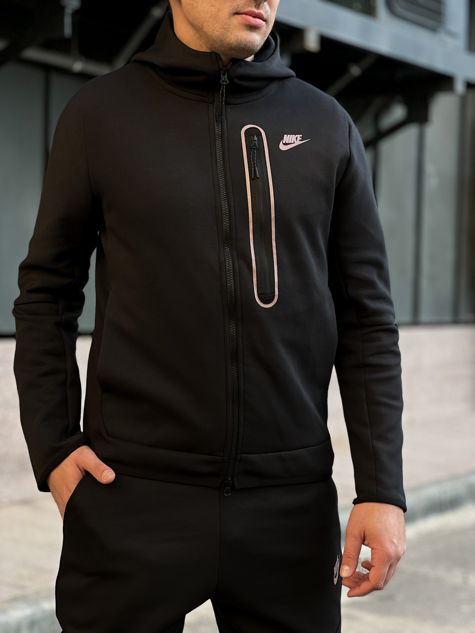 Толстовка чоловіча Nike Tech Fleece Windrunner Men'S Full Zip Hoodie / DD4803-010 (Розмір:S,M,L)