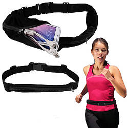 Сумка на пояс для бігу Go Runners Pocket Belt / Поясна спортивна сумка (27х10 см, 17х10) Чорна