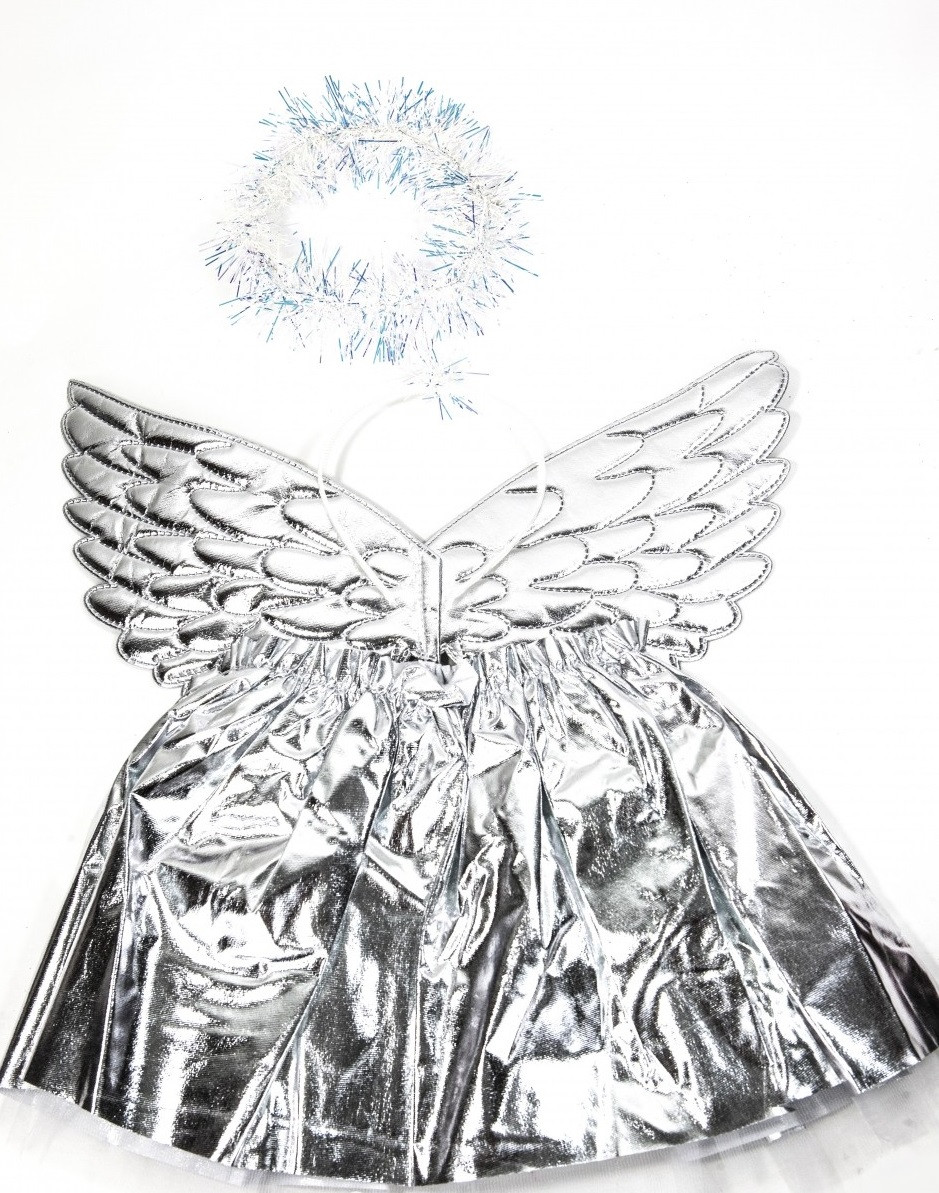 Карнавальный костюм для девочки белый Ангел юбка с крыльями