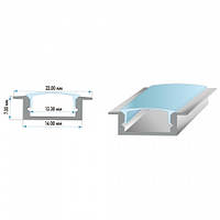 Алюмінієвий профіль для світлодіодної стрічки врізної ПФ19