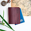 Обкладинка для паспорта з натуральної шкіри з нанесенням орнаменту, Оранжевий, 10х15,5см, фото 4