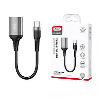 OTG кабель XO NB201 Type-C to USB 2.0 | 15 см | чорний