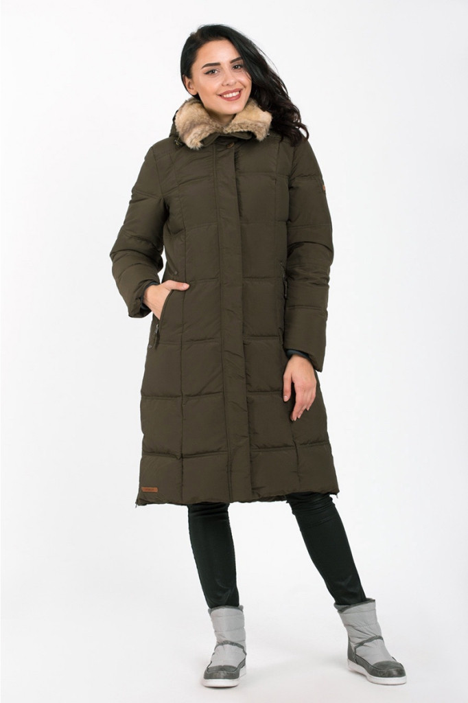 Довгий жіночий пуховик Camel Active 330075-36 хакі XL