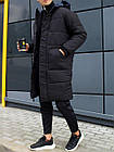 Чоловіча зимова парка чорна до -30 °C  ⁇  Зимова подовжена куртка з капюшоном, фото 3