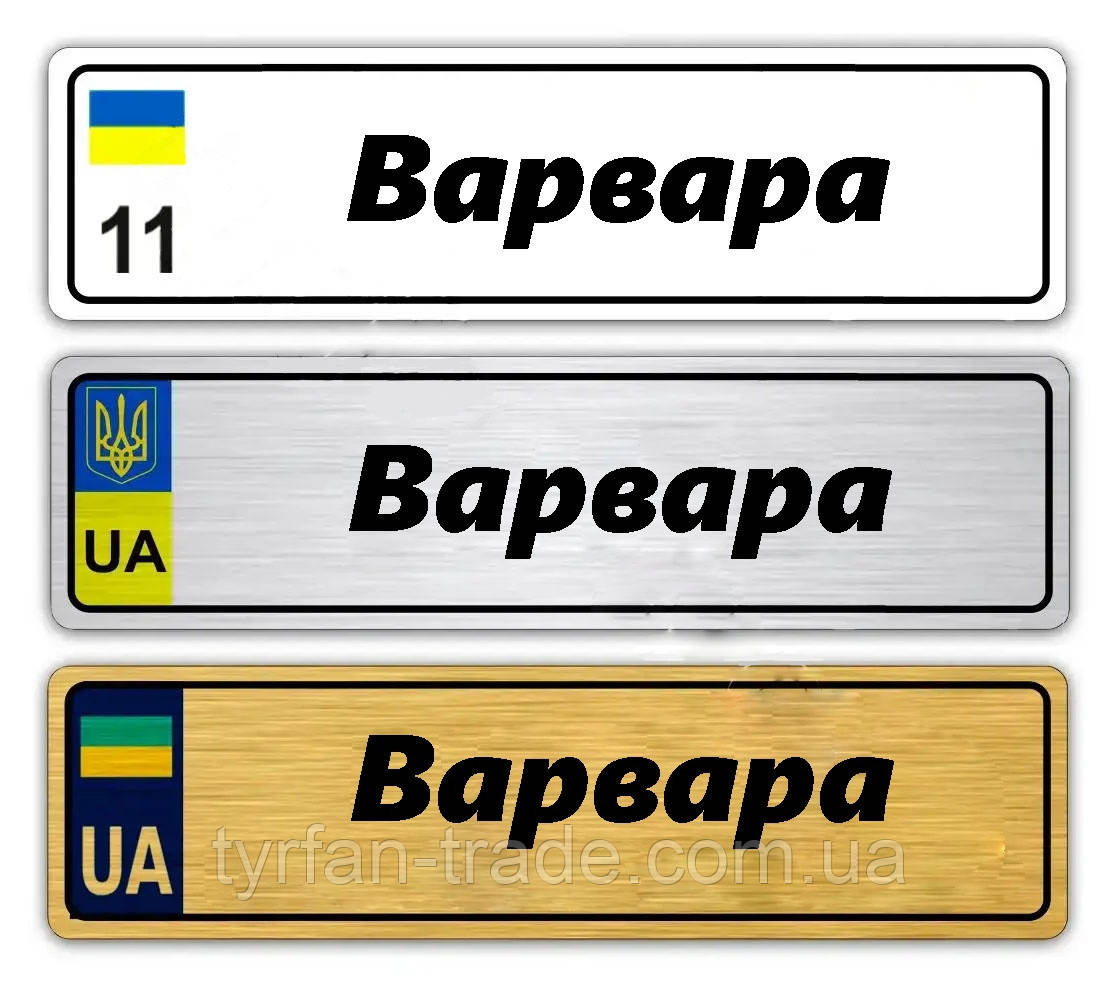 Именные металические номера на детский транспорт (Индивидуальный) Варвара - фото 1 - id-p776141799