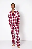 Aruelle Nicholas Long мужская пижама в клетку с карманом, Клетчатый домашний мужской костюм на пуговицах
