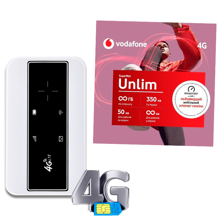 Інтернет комплект 4G Wi-Fi роутер + Vodafone Unlim. Безлімітний інтернет