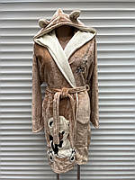 Халат махровый женский с поясом, халаты с капюшоном домашний короткий плюшевый, размер S/M, 2XL, Polar