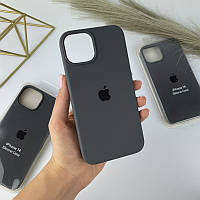 Силиконовый чехол на Айфон 14 c закрытым низом | iPhone 14 Dark Grey (15)