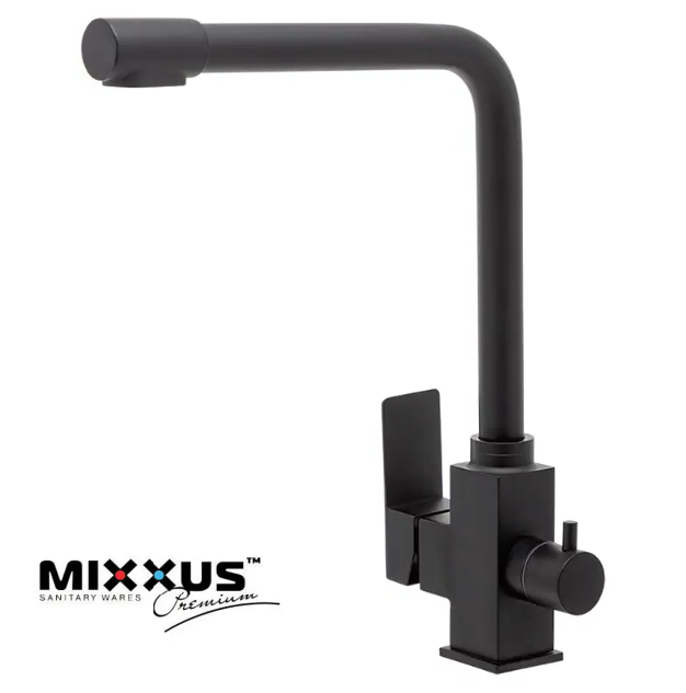 Змішувач для кухні з фільтром з нержавійки Mixxus Kub 021 black