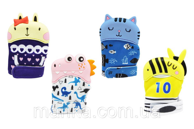 Брязкальце WD210729 прорізувач силікон рукавичка 8в.лист 10*8, фото 1