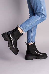 Жіночі демісезонні черевики з резинкою Челсі ShoesBand Чорні натуральні шкіряні налпак всередині байка 35 (23 см) (S55881-3д)