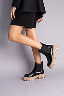 Женские демисезонные ботинки с резинкой Челси ShoesBand Черные натуральные кожаные наплак внутри байка 41