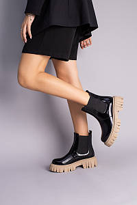 Жіночі демісезонні черевики з резинкою Челсі ShoesBand Чорні натуральні шкіряні наплак всередині байка 41 (26,5 см) (55881-2д)