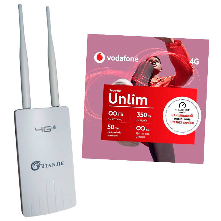 Інтернет комплект 4G Wi-Fi роутер + Стартовий пакет Vodafone (сім картка) "Безлімітний інтернет", фото 1