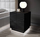 Приліжкова тумба Reja (комплект 2 шт.) 5 см, пластик, 3 LED синій, хай тек, білий глянець, Чорний глянц, Чорний глянц, чорний, фото 3