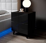 Приліжкова тумба Reja (комплект 2 шт.) 5 см, пластик, 3 LED синій, хай тек, білий глянець, Чорний глянц, Чорний глянц, чорний, фото 6