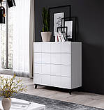 Комод Reja 4S 104 см, пластик, 3 LED синій, хай тек, білий глянець, Чорний глянц, Чорний глянц, чорний глянець, фото 3