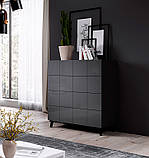 Комод Reja 4S 104 см, пластик, 3 LED синій, хай тек, білий глянець, Чорний глянц, Чорний глянц, чорний глянець, фото 4