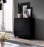 Комод Reja 4S 104 см, пластик, 3 LED синій, хай тек, білий глянець, Чорний глянц, Чорний глянц, чорний глянець, фото 5