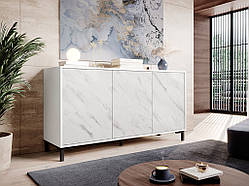 Комод Marmo 150 3D 5, модерн, білий, чорний, мармуровий ефект чорний