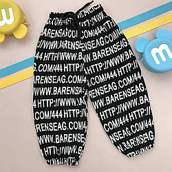 Штаны для мальчика на резинках с белыми надписями Чёрные Лето 19021 85, Черный, Для девочек, Лето, 5 , 2 года