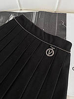 Плиссированная юбка в школу для девочки "V" Чёрная 1677 Yisilan, Черный, Для девочек, Весна Осень, S, 3 года