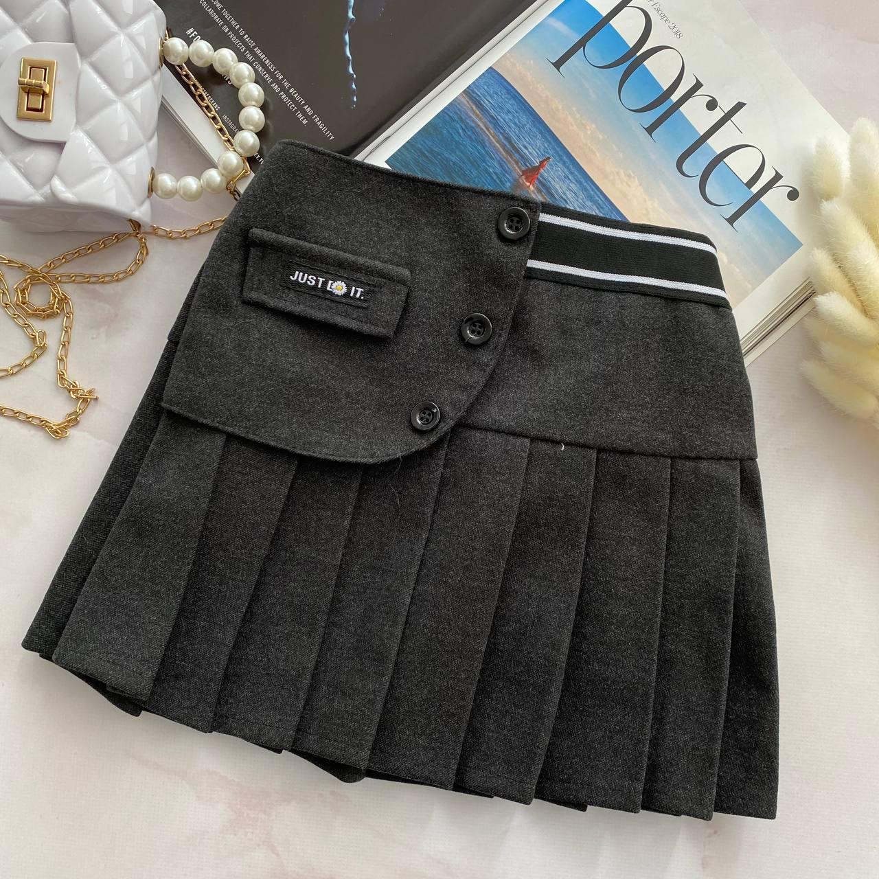 Школьная юбка плиссе для девочки Тёмно-Серая 1330 2, Тёмно-Серый, Для ...