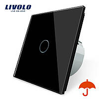 Сенсорный выключатель с защитой от брызг Livolo черный стекло (VL-C701IP-12)