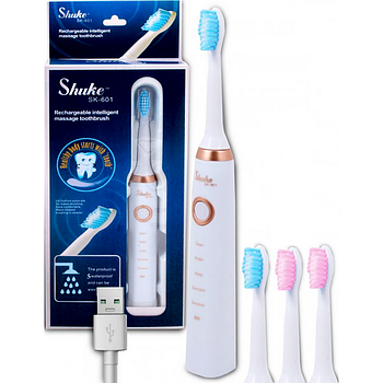 Електрична зубна щітка Shuke з 4-ма насадками / Ультразвукова щітка для зубів 5 режимів