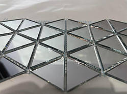 Дзеркальна мозаїка для декору інтер'єра на основі з гнучкої сїтки Довжина 1 м Срібло трикутник