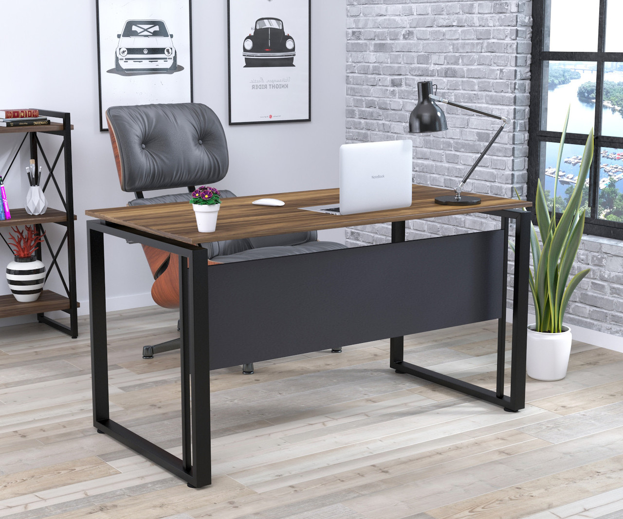 Письмовий стіл Loft-Design G-135-16 з царгою стільниця 1350х700 мм дсп горіх