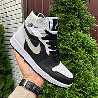 Женские кроссовки Nike Air Jordan 1 Retro High OG кожаные повседневные осенние черные белые бежевые