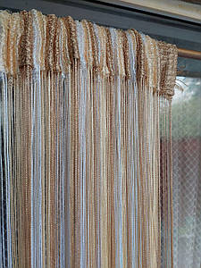 Штори нитки кісея без люрексу райдужні № 1-13-14 білий/шампань/золотий 3 м на 2.8 м