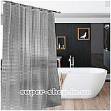 Душова шторка у ванну силіконова 3Д-ефект 180х180 чорна сіра, фото 2