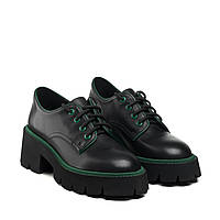 Туфли закрытые черные с зеленой вставкой на шнуровках Angelo Vera 37 35