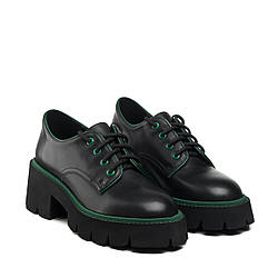 Туфлі закриті чорні із зеленою вставкою на шнурівках Angelo Vera 37 35